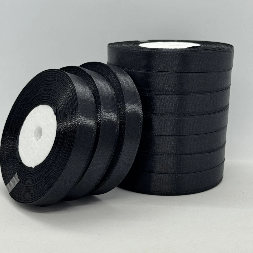 Стрічка атласна 1.2 см (10*36 ярдів), чорний