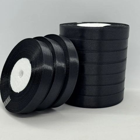 Стрічка атласна 1.2 см (10*36 ярдів), чорний