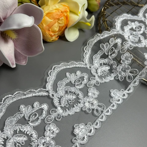 Мережево з кордовую ниткою Т600011 10,5 см (16 ярдів/14.6 м.), білий