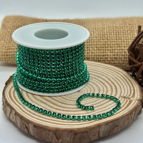 Цепі камні на бабінах ss 12 3 мм (10 ярдів), зелений