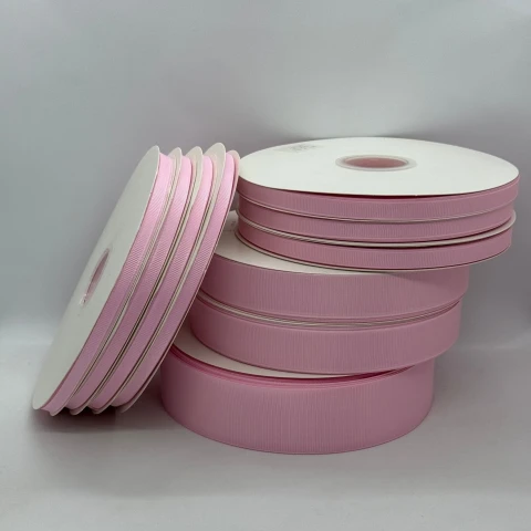 Стрічка репс 1 см (25*100 ярд/ 91 м.), 1138 рожеве мереживо