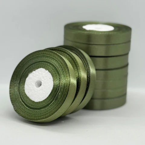 Стрічка атласна 1.2 см (10*36 ярдів), 183 хакі