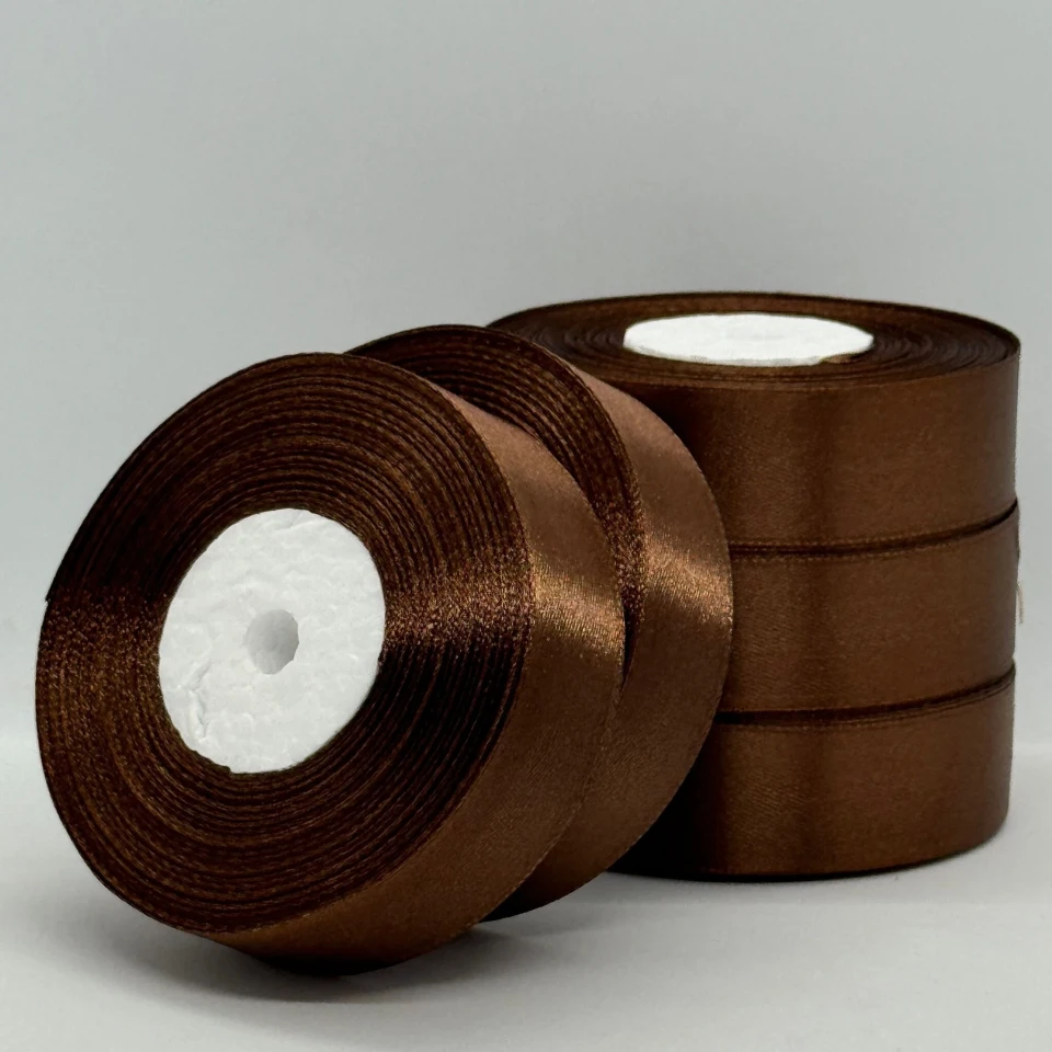 Стрічка атласна 2.5 см (5*36 ярдів), 31 темний коричневий