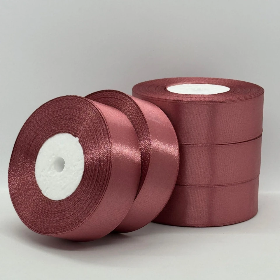 Стрічка атласна 2.5 см (5*36 ярдів), 102 винно-червоний