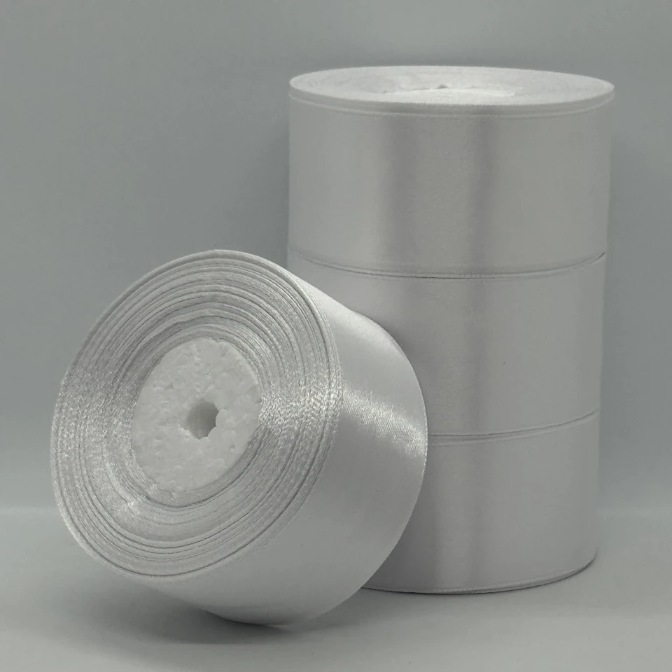 Стрічка атласна 4 см (5*36 ярдів) , світлий молочний