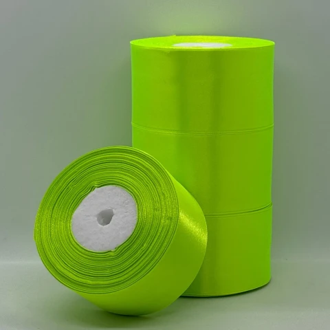 Стрічка атласна 5 см (4*36 ярдів), 57 неон салатовий