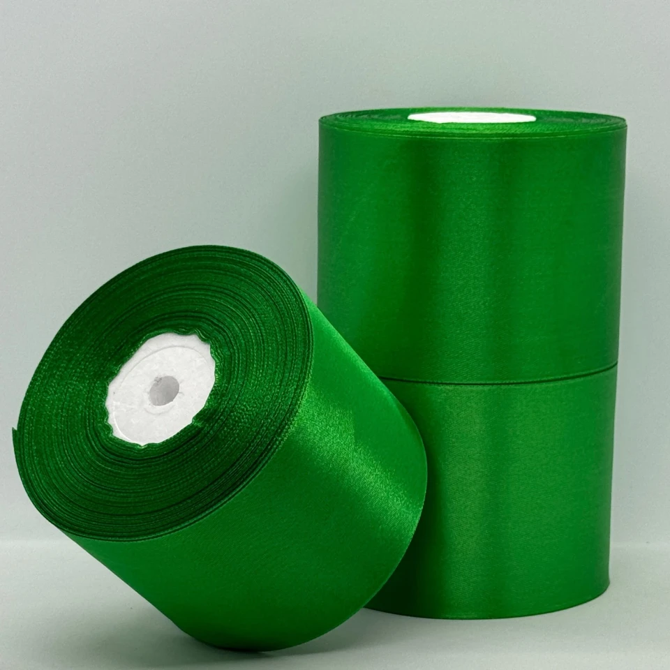 Стрічка атласна 7.5 см (3*36 ярдів), 19 зелений