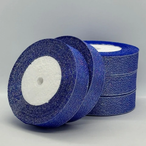 Тасьма парчева 2,5 см (5*25 ярдів/22,75 м.), 121 електрик + срібло