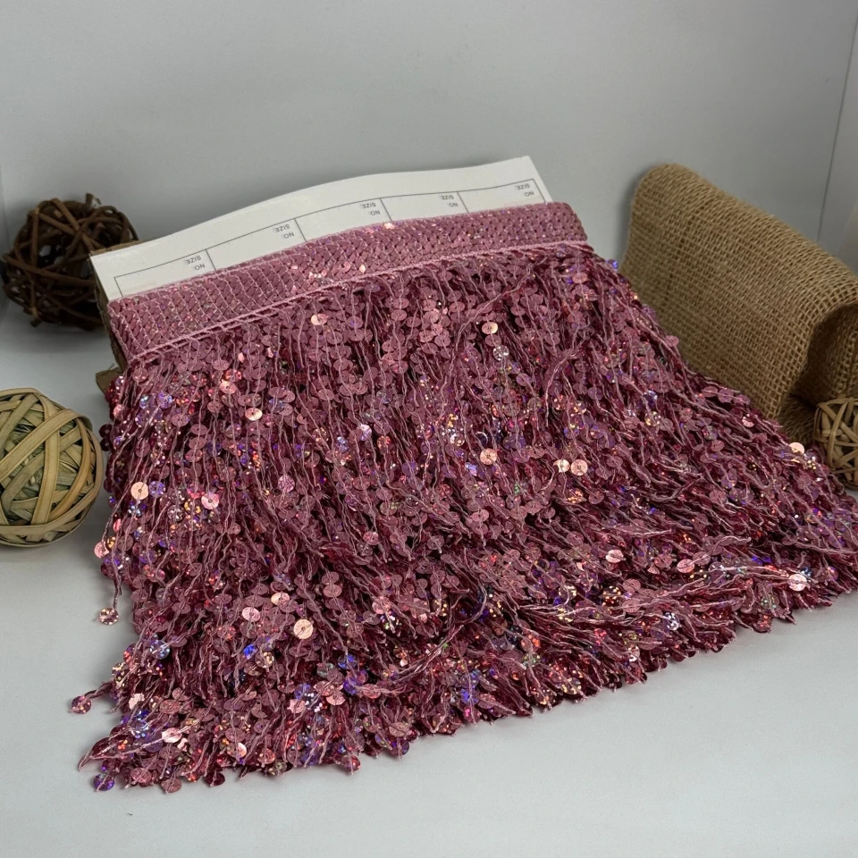 Бахрома танцювальна з паєтками 16 см (10 ярдів/9,14 м.), 3 рожевий