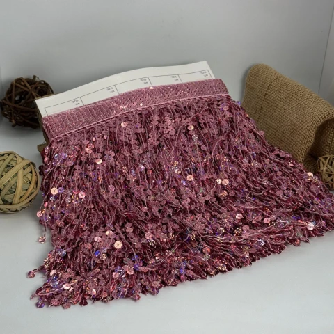 Бахрома танцювальна з паєтками 16 см (10 ярдів/9,14 м.), 3 рожевий