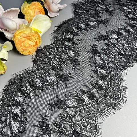 Мереживо французьке J73094 23 см. (10*3 м.), чорний