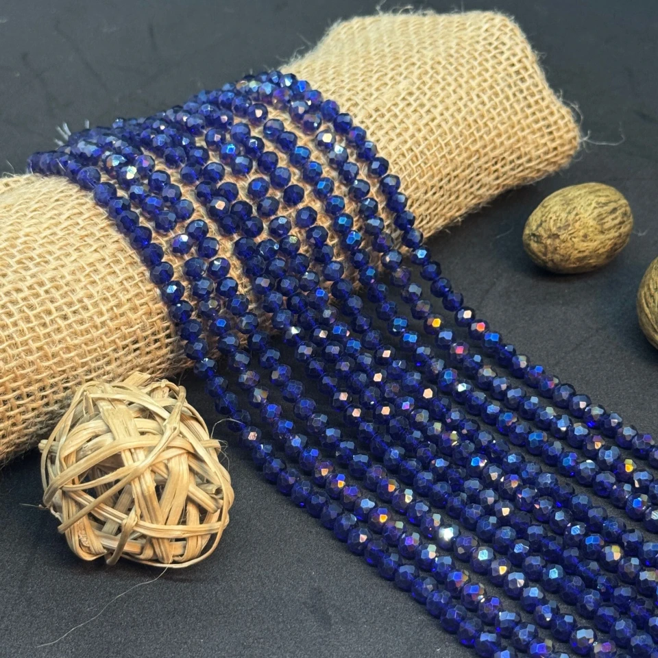Хрусталь на нитці 6 мм (10*83 шт.), М153 синій АВ