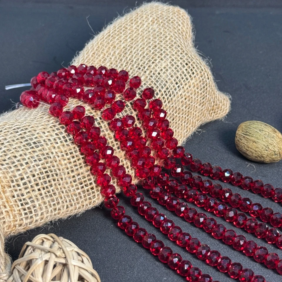 Хрусталь на нитці 8 мм (10*63 шт.), М016 червоний