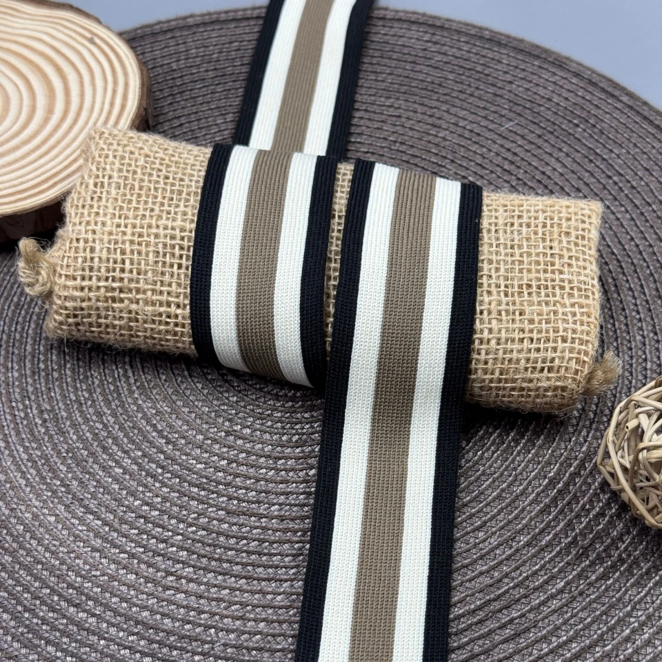 Лампас трикотажний 4 см (40 м), чорний+білий+бежевий