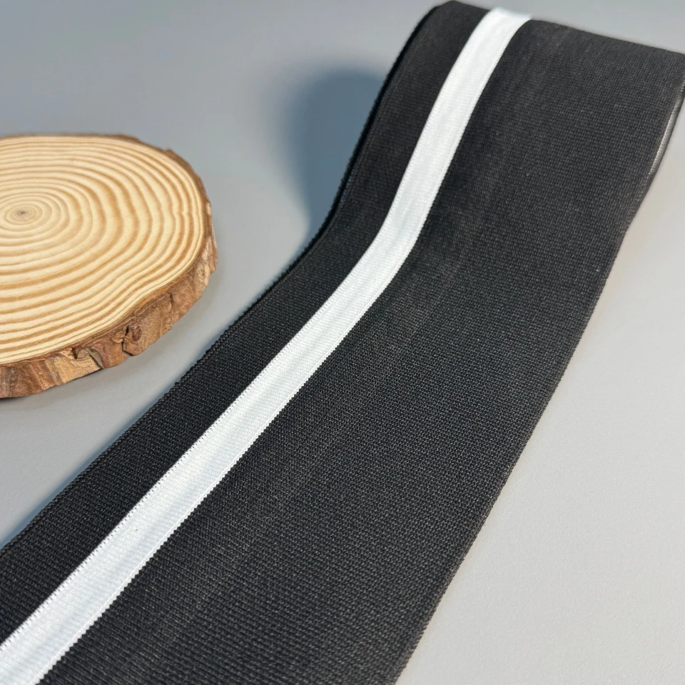 Пояс трикотажний довяз D#4 спорт (8.5см*90 см), чорний+білий