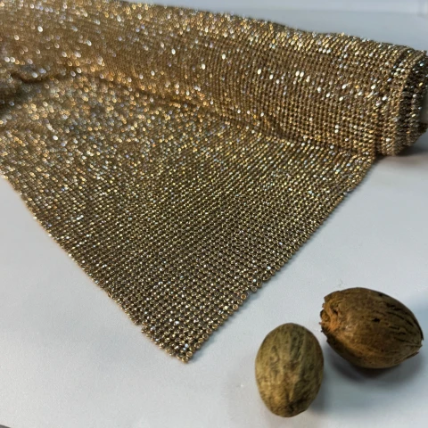 Стрази полотно пришив (36*120 см), бронза+шампань LIGHT GOLD+CHAMPAGNE