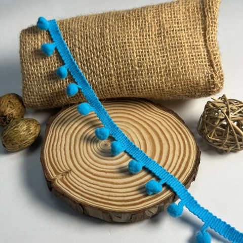 Тасьма з пампонами 6666-2 (20 ярдів/18,28 м.), 20 бірюза