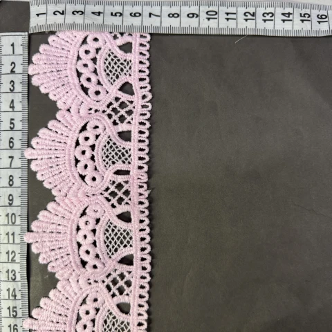 Мереживо поліестер 9049 6 см.(15 ярдів/13.5 м.), рожевий