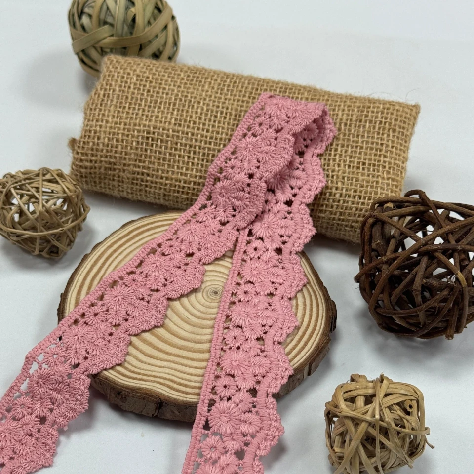 Кружева полиэстер 9029 4 см.(15 ярдов/13.5 м.), темно-розовый