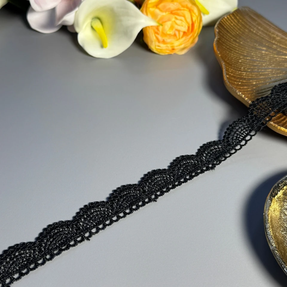 Мереживо поліестер 2 см ВВ104794b (30 ярдів/27.3 м.), чорний