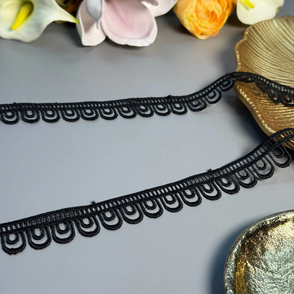 Кружево полиэстер ВВ104788 2,5 см.(30 ярдов/27.3 м.), Чёрный
