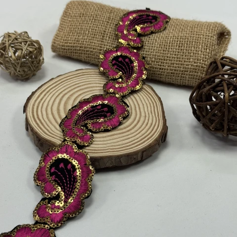 Тасьма клейова люрекс 7107 (4.8 м), малиновий