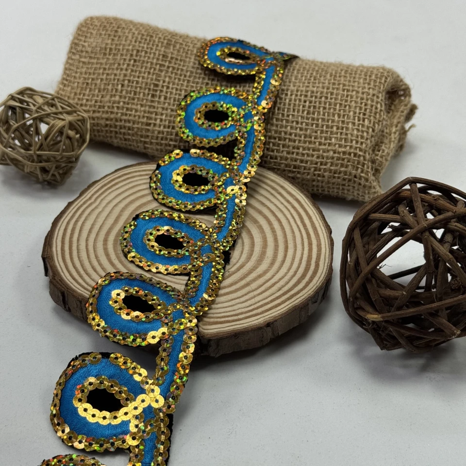 Тасьма клейова люрекс  8193 (4.8 м), блакитний