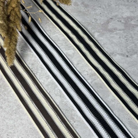 Лампас трикотажний 4 см «зіг-заг»(50 м), шоколад+молочний