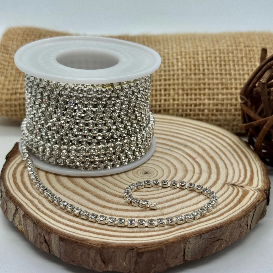 Цепі камні на бабінах ss 12 3 мм (10 ярдів), срібло