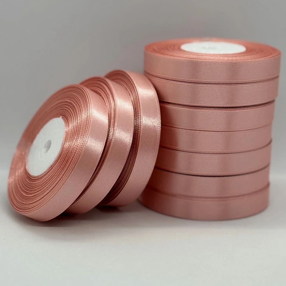 Стрічка атласна 1.2 см (10*36 ярдів), 146 темний пудровий
