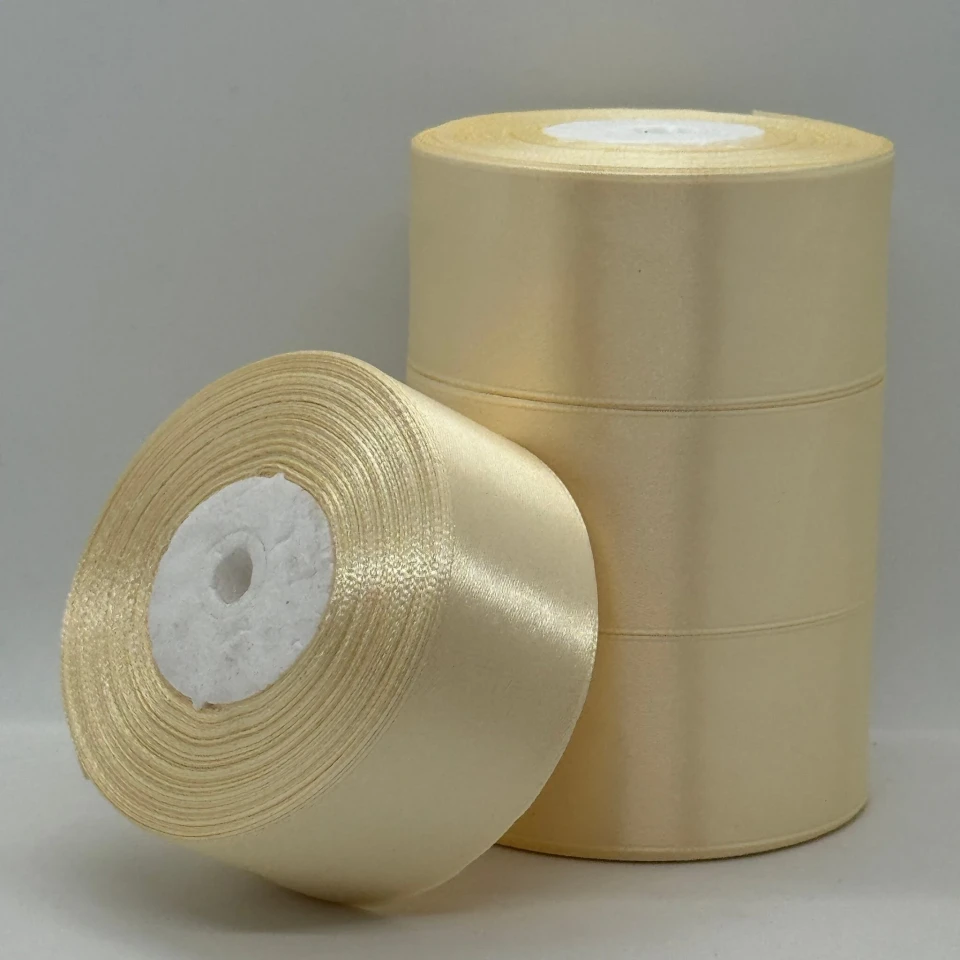 Стрічка атласна 4 см (5*36 ярдів) , 02 темний молочний