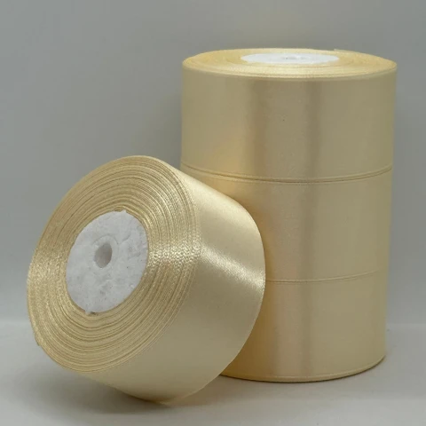 Лента атласная 4 см (5*36 ярдов), 02 темный молочный