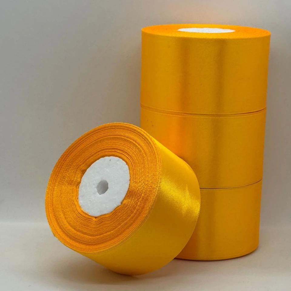 Стрічка атласна 5 см (4*36 ярдів), 16 темний жовтий