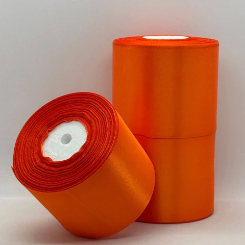 Стрічка атласна 7.5 см (3*36 ярдів), 144 помаранчевий