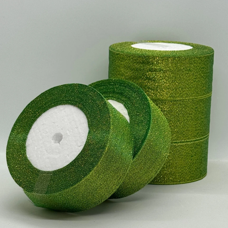 Тасьма парчева 4 см (5*25 ярдів/ 22,75 м.), 19 зелений + золото