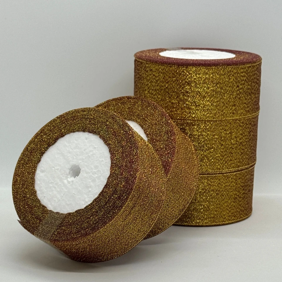 Тасьма парчева 4 см (5*25 ярдів/ 22,75 м.), 48 бордовий + золото