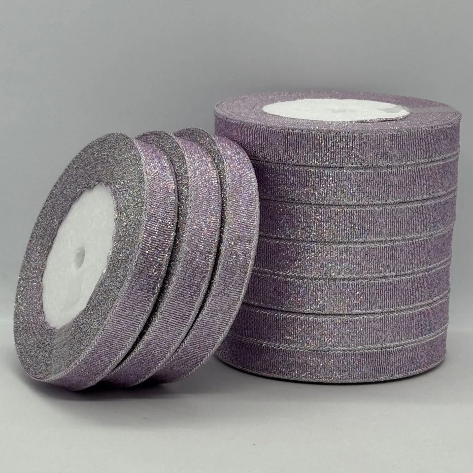 Тасьма парчева 1,2 см (10*25 ярдів/22,75 м.), 119 фіалковий + срібло