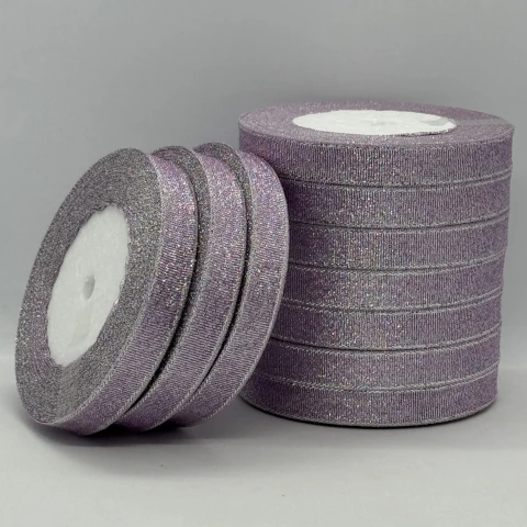 Тасьма парчева 1,2 см (10*25 ярдів/22,75 м.), 119 фіалковий + срібло