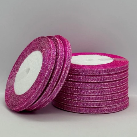 Тасьма парчева 0,6 см (10*25 ярдів/22,75 м.), 34 ліловий + срібло