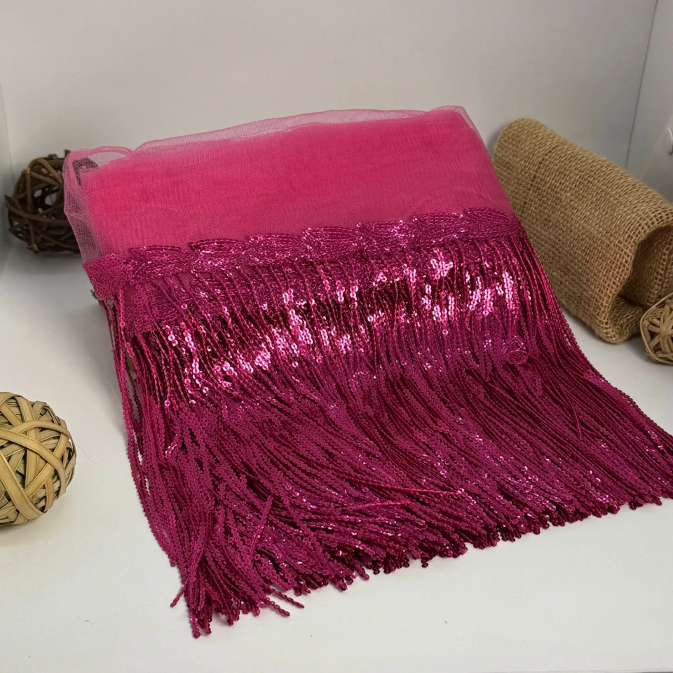 Бахрома танцювальна з паєткою 20 см (10 ярдів/9,14 м.), 11 малиновий