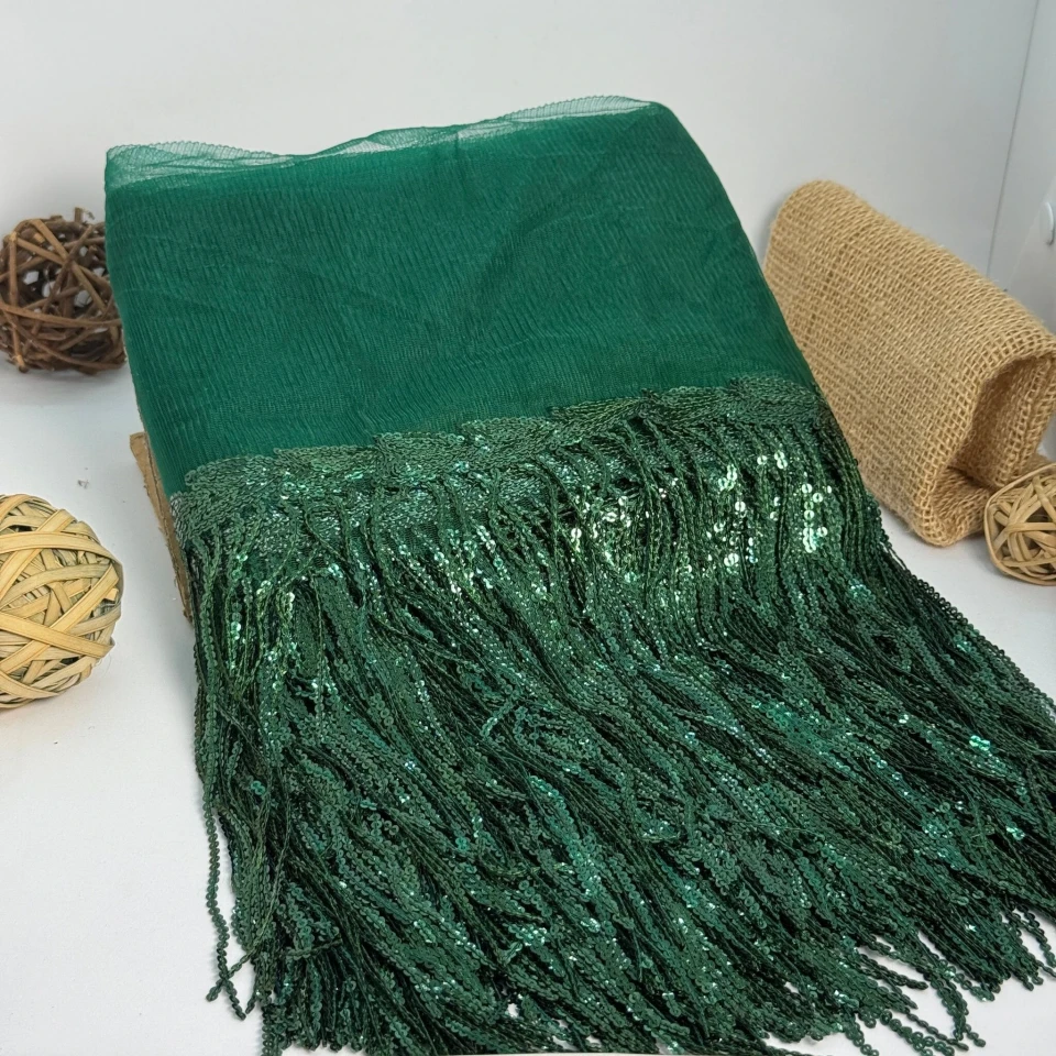 Бахрома танцювальна з паєткою 20 см (10 ярдів/9,14 м.), 21 смарагдовий