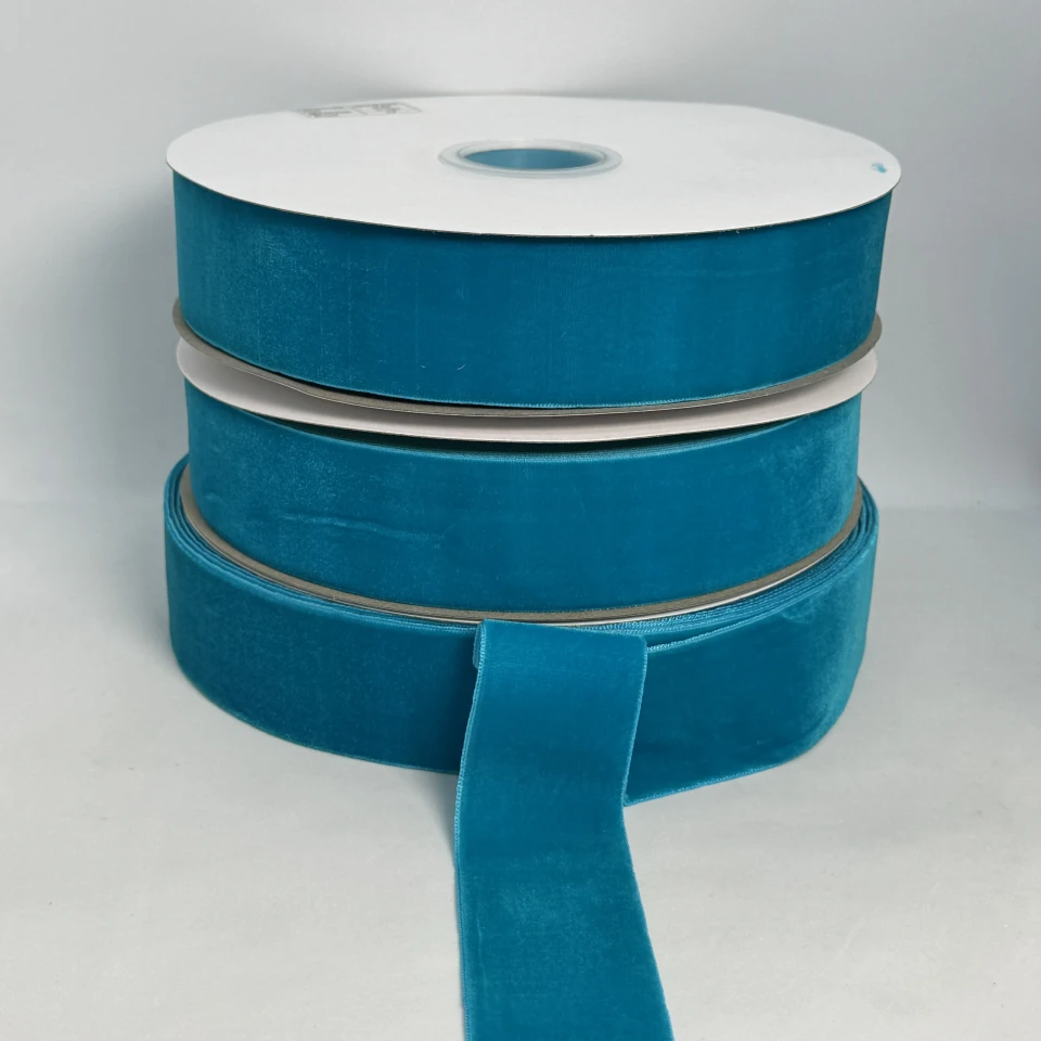 Стрічка оксамит 3.8 см (25 ярдів/22,75 м.), 49 бірюза