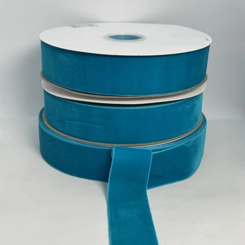 Стрічка оксамит 3.8 см (25 ярдів/22,75 м.), 49 бірюза