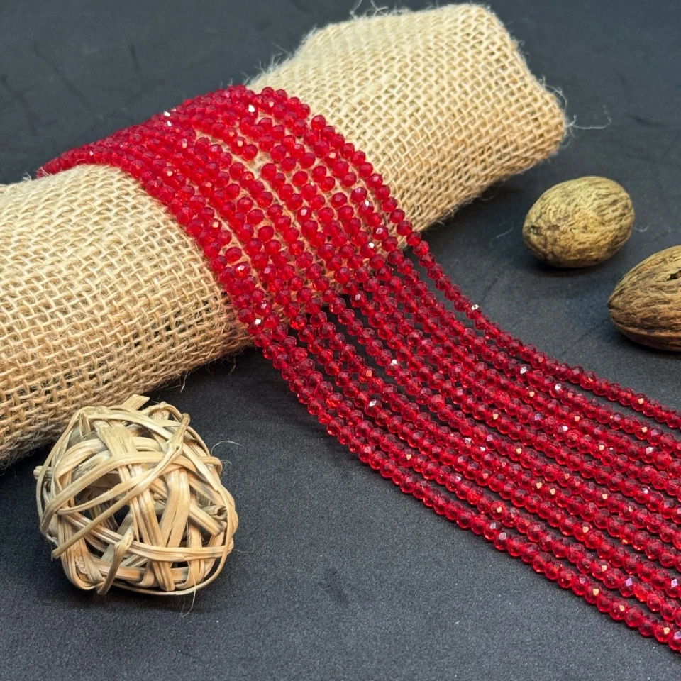 Хрусталь на нитці 4 мм (10*113 шт.), М015 світлий червоний