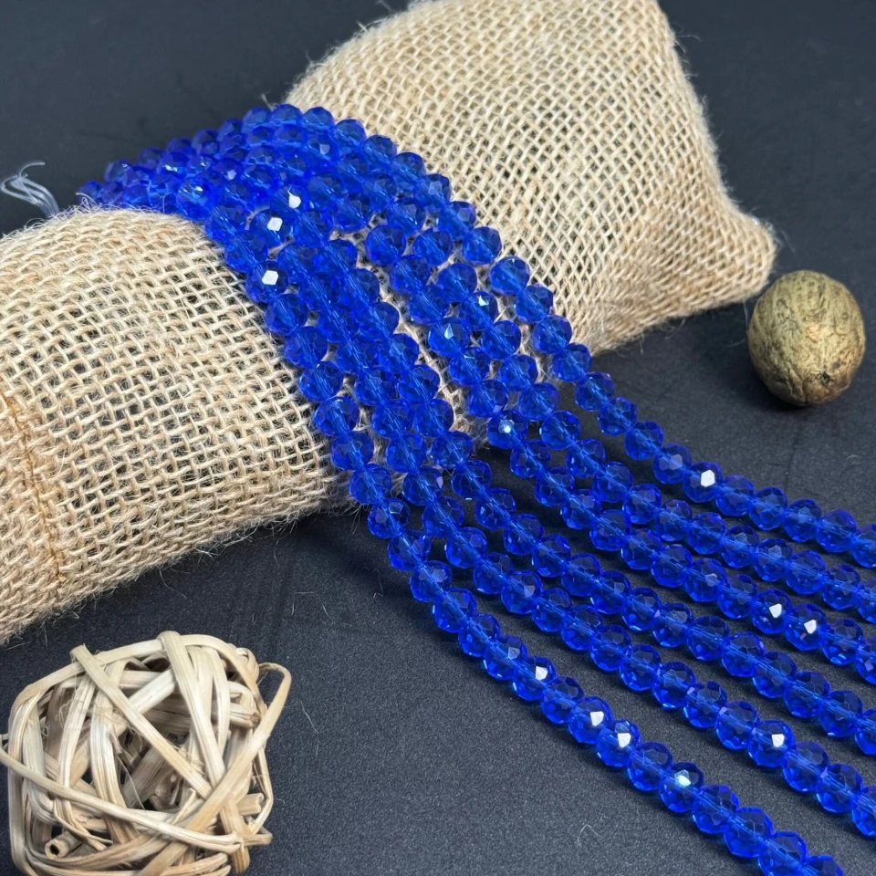 Хрусталь на нитці 8 мм (10*63 шт.), М032 синій лазурний