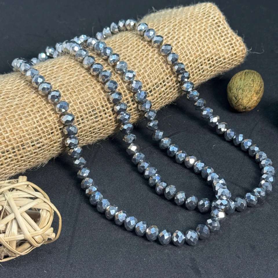 Хрусталь на нитці 8 мм (10*63 шт.), М112 гематит