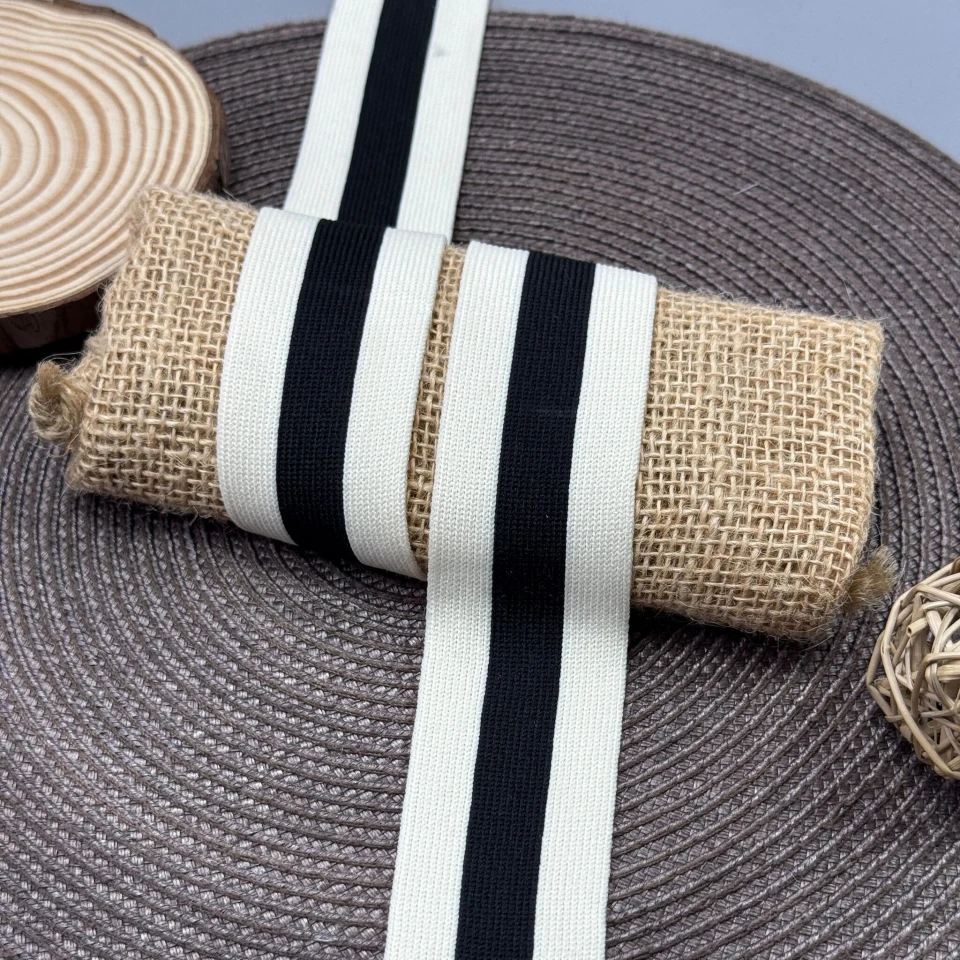 Лампас трикотажний 4 см (40 м), білий+чорний