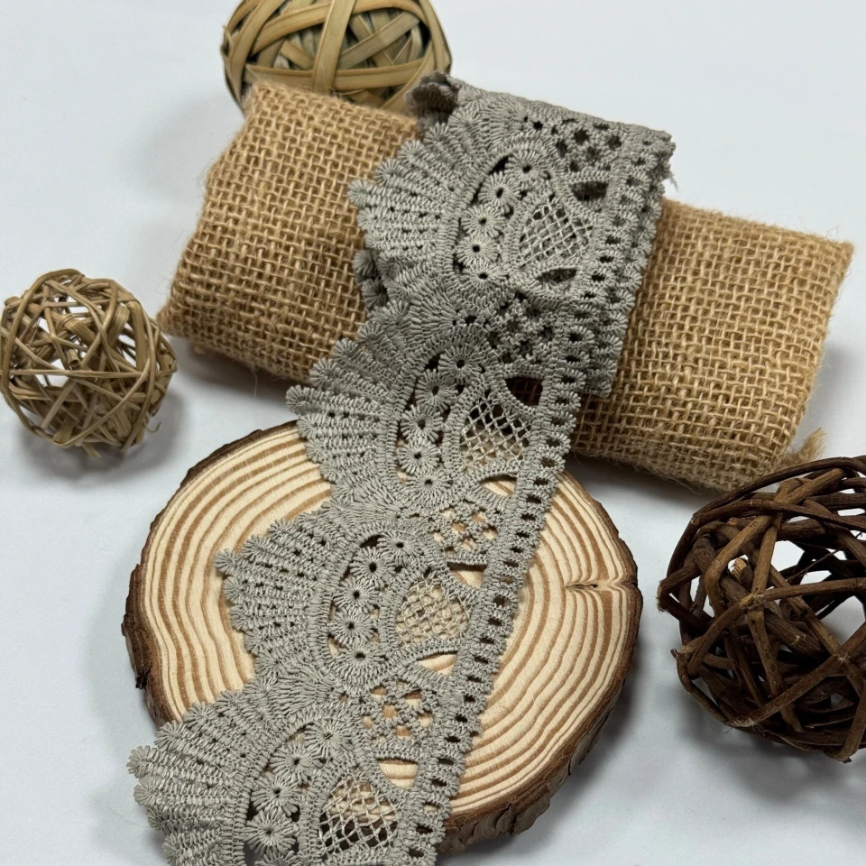 Кружево полиэстер 9049 6 см.(15 ярдов/13.5 м.), серый