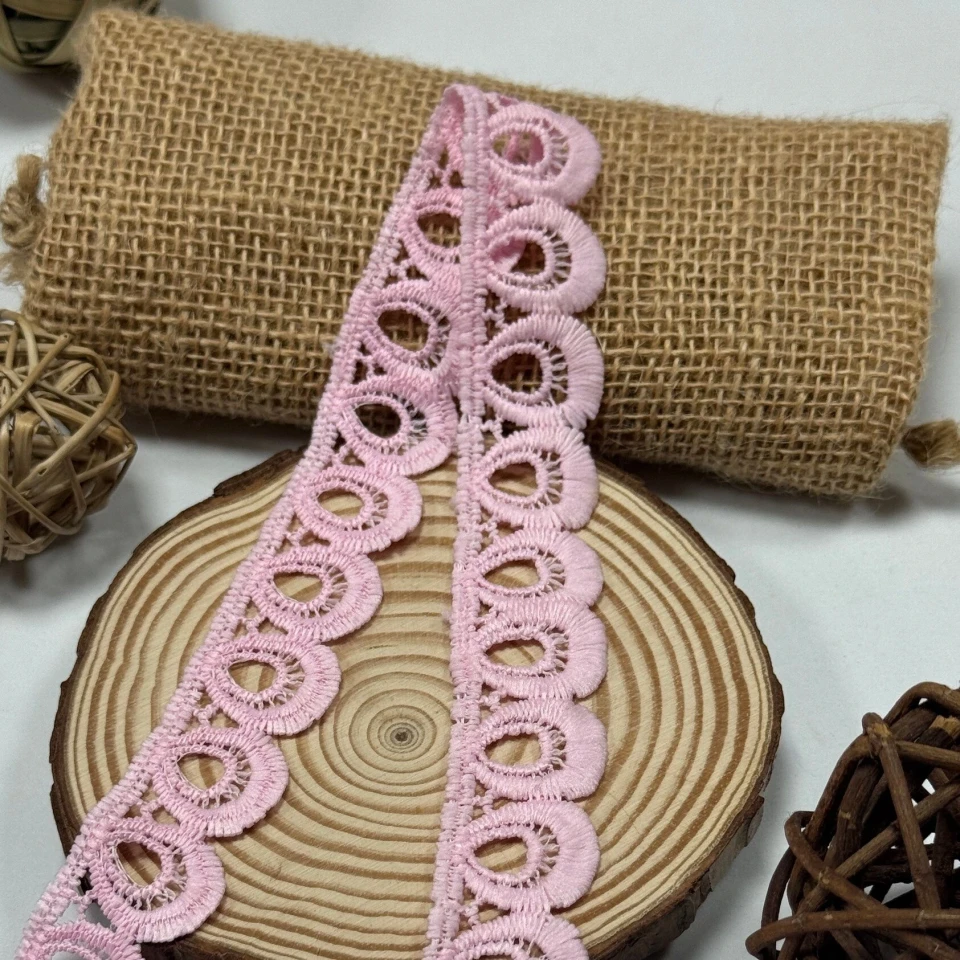 Кружева полиэстер 8860 2,5 см.(15 ярдов/13.5 м.), розовый