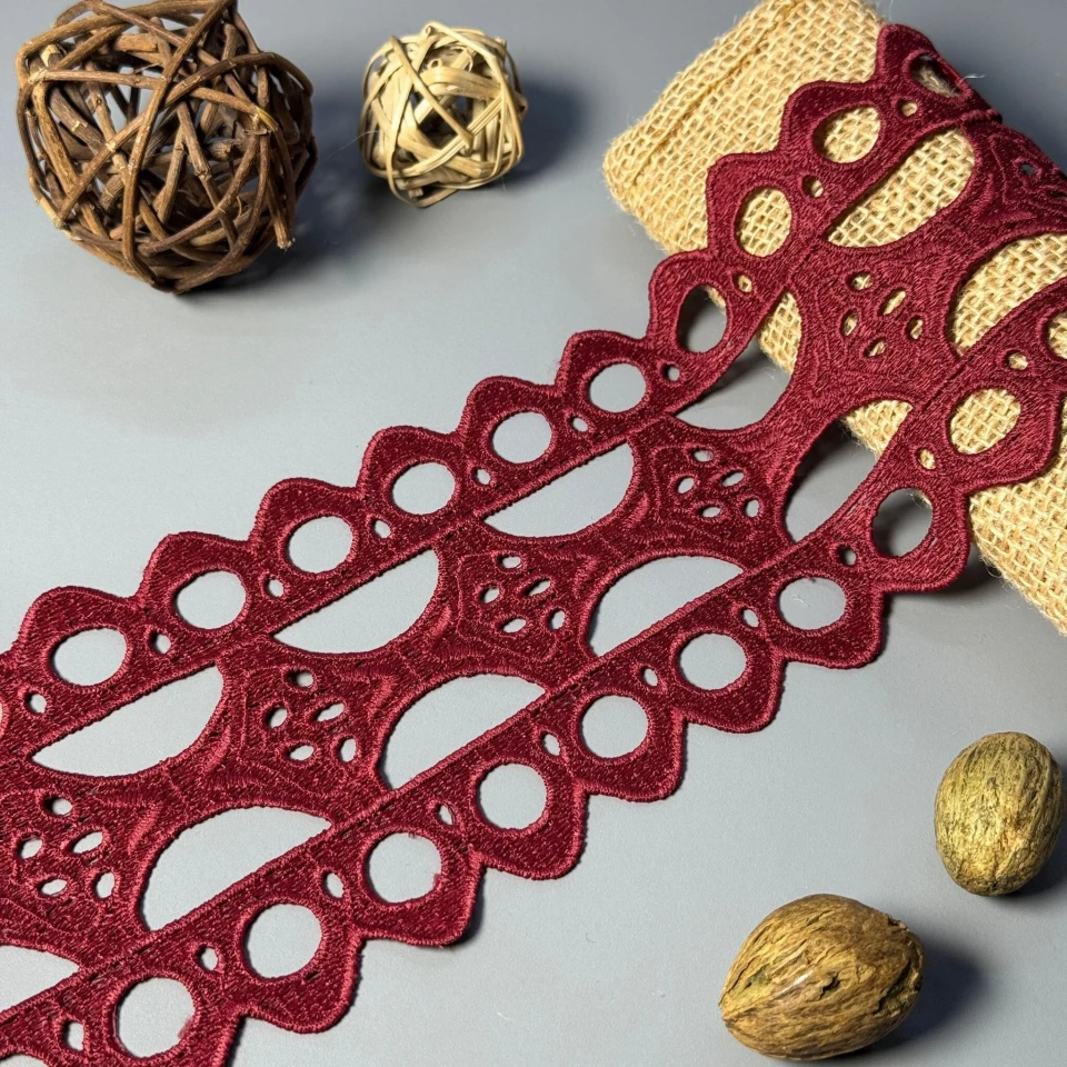 Мереживо поліестер 175 10 см.(19-20 метрів), бордовий (19 метрів)